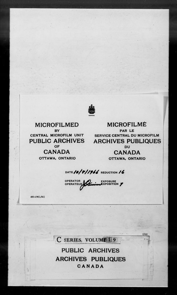 Titre : Archives militaires et navales britanniques (RG 8, srie C) - DOCUMENTS - N d'enregistrement Mikan : 105012 - Microforme : c-2611