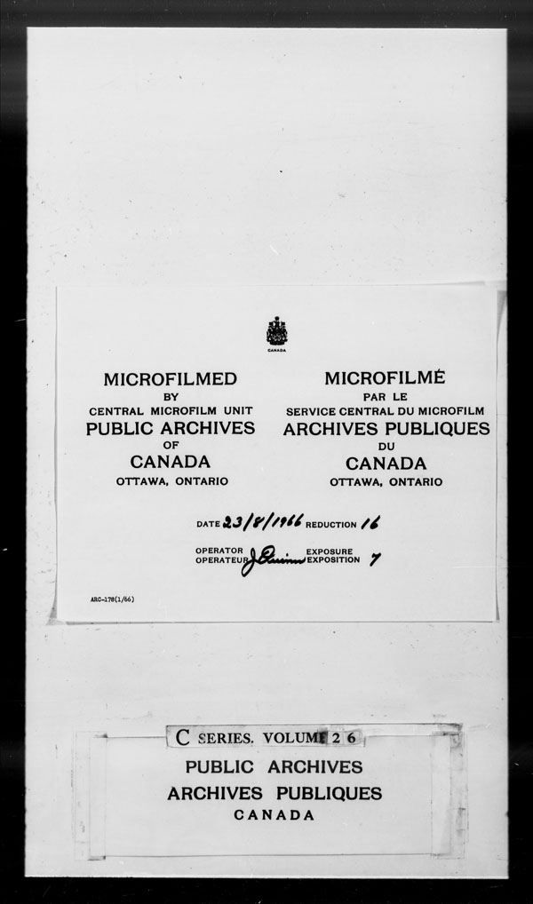 Titre : Archives militaires et navales britanniques (RG 8, srie C) - DOCUMENTS - N d'enregistrement Mikan : 105012 - Microforme : c-2613