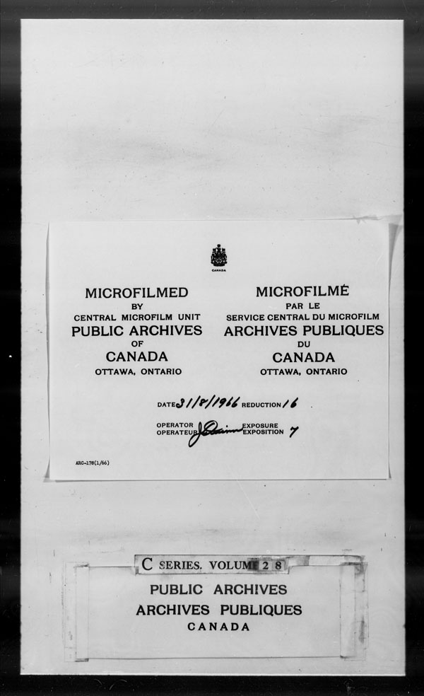 Title: British Military and Naval Records (RG 8, C Series) - DOCUMENTS - Mikan Number: 105012 - Microform: c-2614