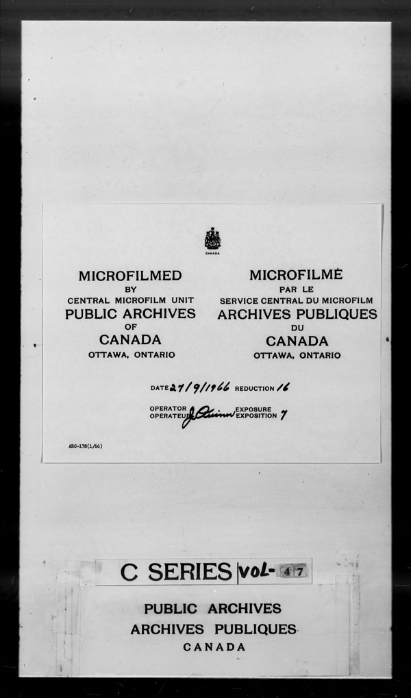 Titre : Archives militaires et navales britanniques (RG 8, srie C) - DOCUMENTS - N d'enregistrement Mikan : 105012 - Microforme : c-2619