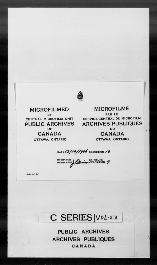 Titre : Archives militaires et navales britanniques (RG 8, srie C) - DOCUMENTS - N d'enregistrement Mikan : 105012 - Microforme : c-2637