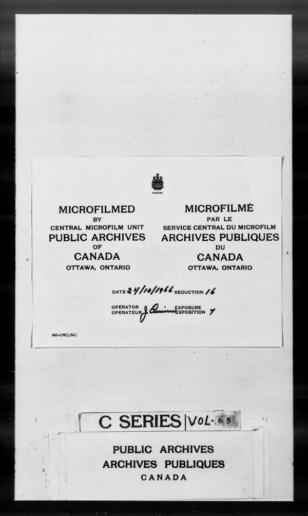 Titre : Archives militaires et navales britanniques (RG 8, srie C) - DOCUMENTS - N d'enregistrement Mikan : 105012 - Microforme : c-2639