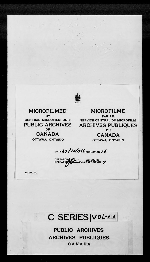 Titre : Archives militaires et navales britanniques (RG 8, srie C) - DOCUMENTS - N d'enregistrement Mikan : 105012 - Microforme : c-2640