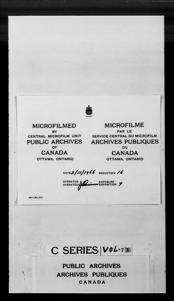 Title: British Military and Naval Records (RG 8, C Series) - DOCUMENTS - Mikan Number: 105012 - Microform: c-2642