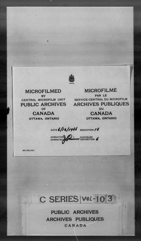 Titre : Archives militaires et navales britanniques (RG 8, srie C) - DOCUMENTS - N d'enregistrement Mikan : 105012 - Microforme : c-2676