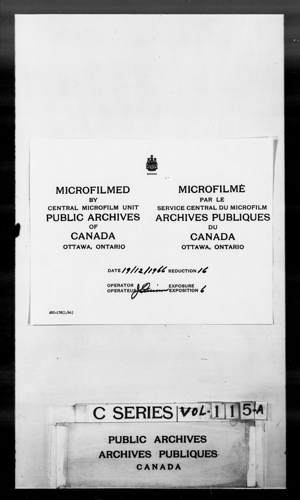 Titre : Archives militaires et navales britanniques (RG 8, srie C) - DOCUMENTS - N d'enregistrement Mikan : 105012 - Microforme : c-2680