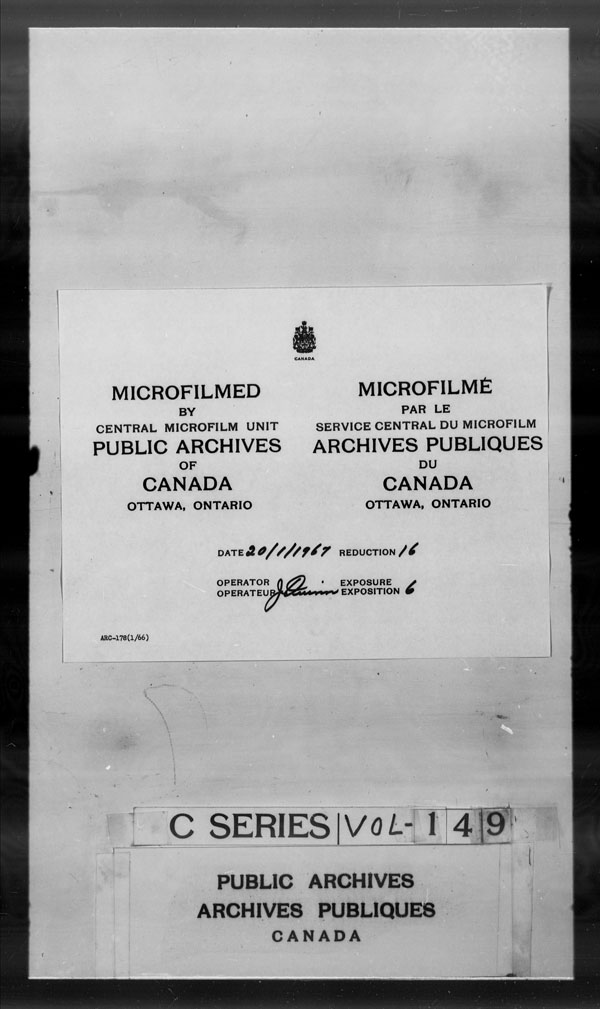 Titre : Archives militaires et navales britanniques (RG 8, srie C) - DOCUMENTS - N d'enregistrement Mikan : 105012 - Microforme : c-2692