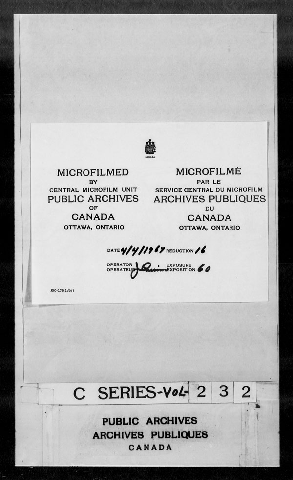 Title: British Military and Naval Records (RG 8, C Series) - DOCUMENTS - Mikan Number: 105012 - Microform: c-2845