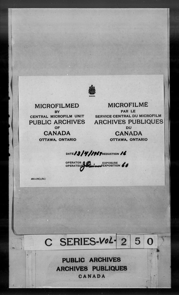 Titre : Archives militaires et navales britanniques (RG 8, srie C) - DOCUMENTS - N d'enregistrement Mikan : 105012 - Microforme : c-2850