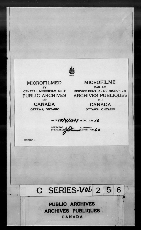 Title: British Military and Naval Records (RG 8, C Series) - DOCUMENTS - Mikan Number: 105012 - Microform: c-2852