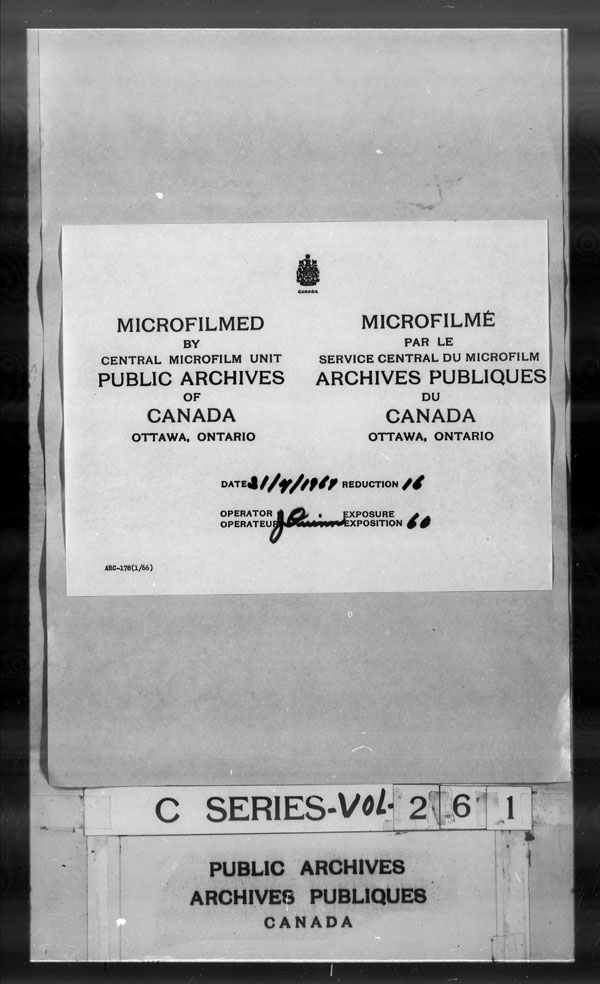 Title: British Military and Naval Records (RG 8, C Series) - DOCUMENTS - Mikan Number: 105012 - Microform: c-2854