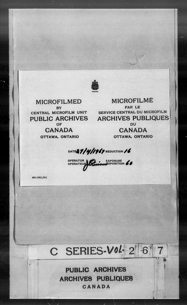 Title: British Military and Naval Records (RG 8, C Series) - DOCUMENTS - Mikan Number: 105012 - Microform: c-2856