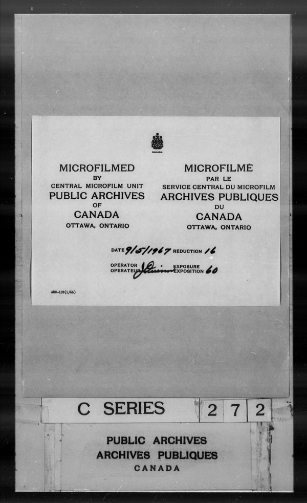 Titre : Archives militaires et navales britanniques (RG 8, srie C) - DOCUMENTS - N d'enregistrement Mikan : 105012 - Microforme : c-2859