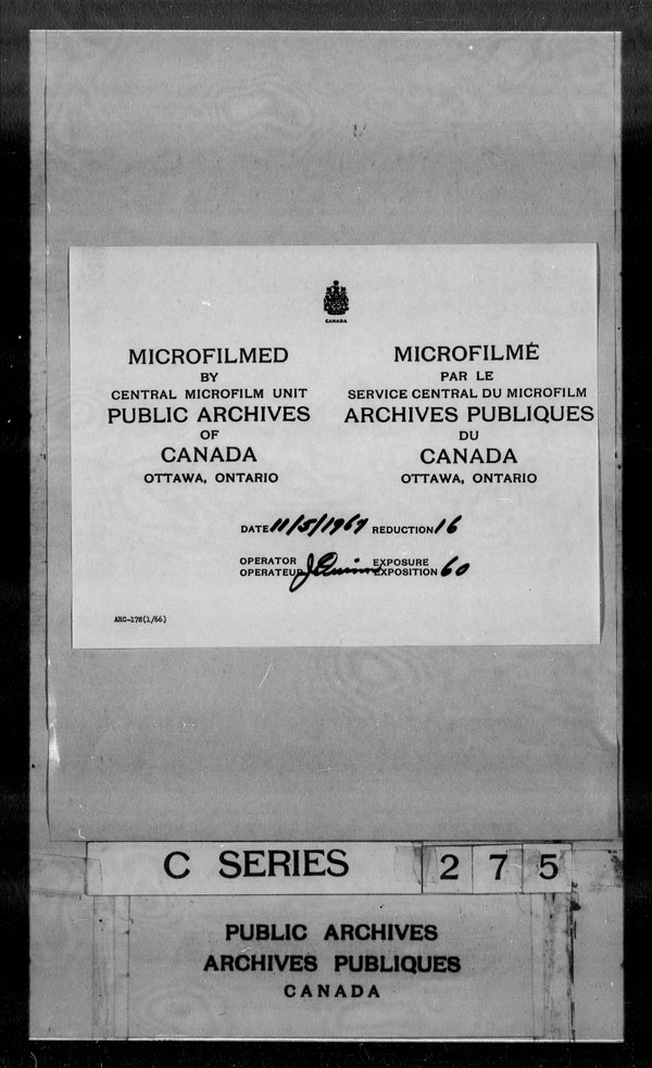 Title: British Military and Naval Records (RG 8, C Series) - DOCUMENTS - Mikan Number: 105012 - Microform: c-2860