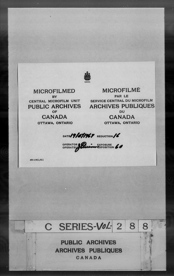 Title: British Military and Naval Records (RG 8, C Series) - DOCUMENTS - Mikan Number: 105012 - Microform: c-2864