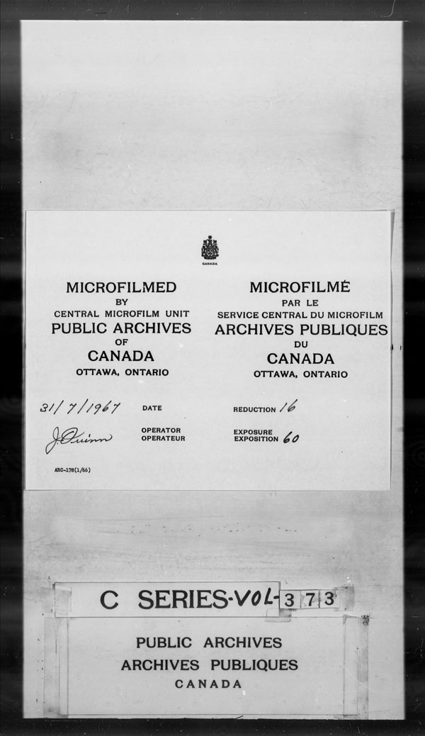 Titre : Archives militaires et navales britanniques (RG 8, srie C) - DOCUMENTS - N d'enregistrement Mikan : 105012 - Microforme : c-2933