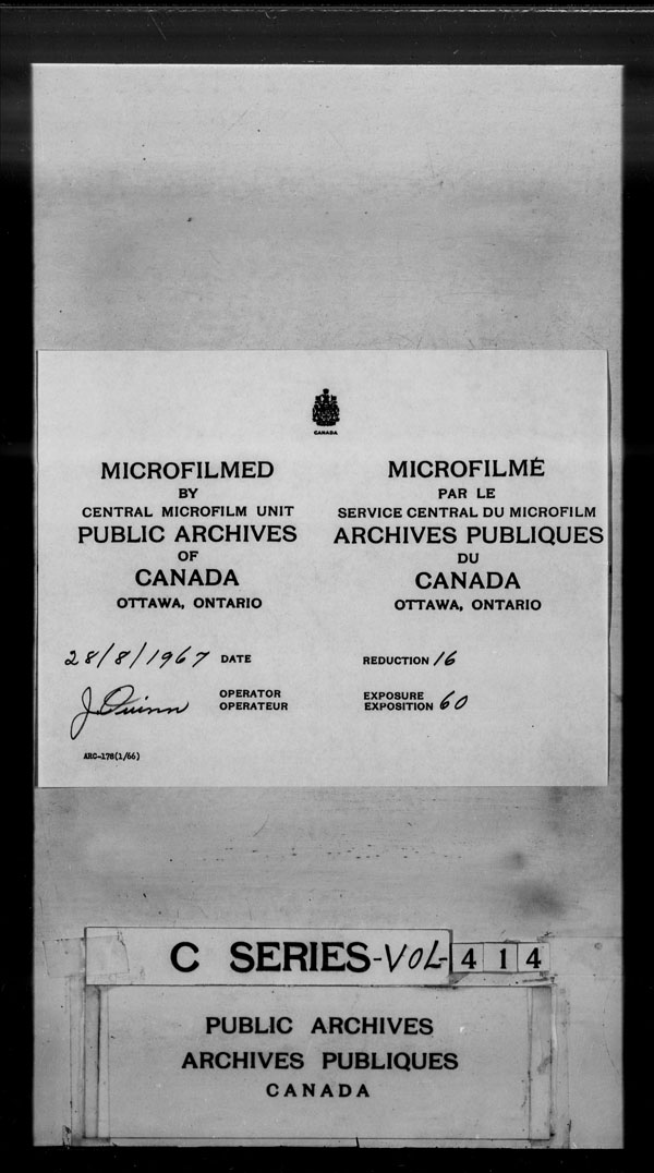 Title: British Military and Naval Records (RG 8, C Series) - DOCUMENTS - Mikan Number: 105012 - Microform: c-2942