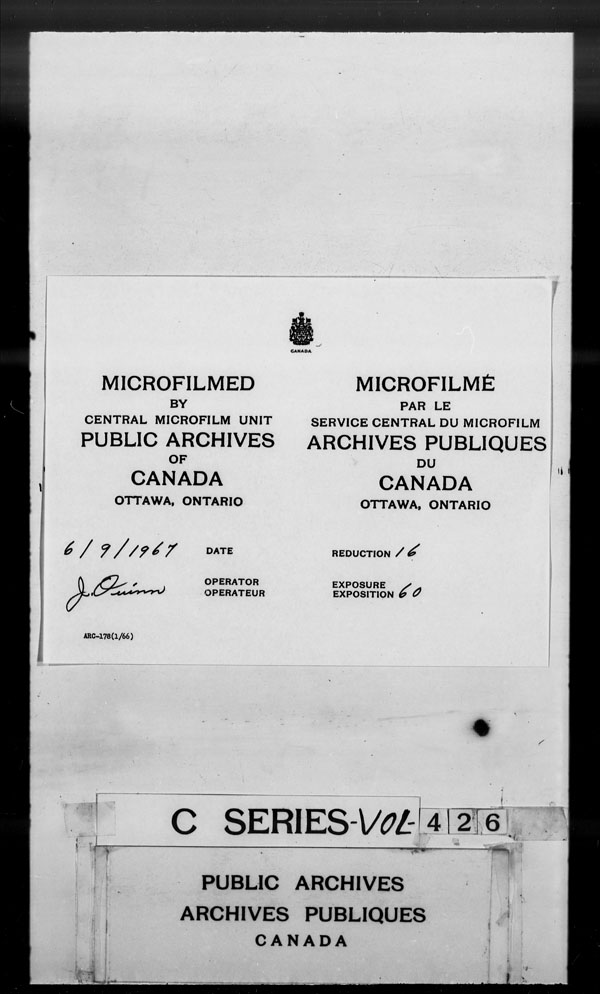 Titre : Archives militaires et navales britanniques (RG 8, srie C) - DOCUMENTS - N d'enregistrement Mikan : 105012 - Microforme : c-2945