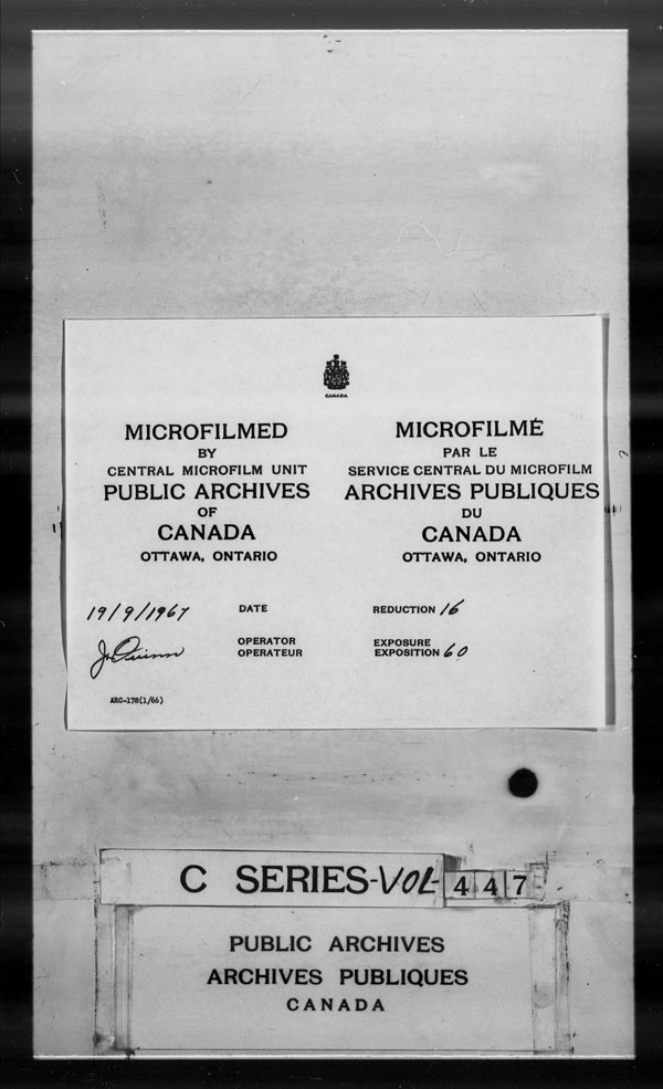 Titre : Archives militaires et navales britanniques (RG 8, srie C) - DOCUMENTS - N d'enregistrement Mikan : 105012 - Microforme : c-2975