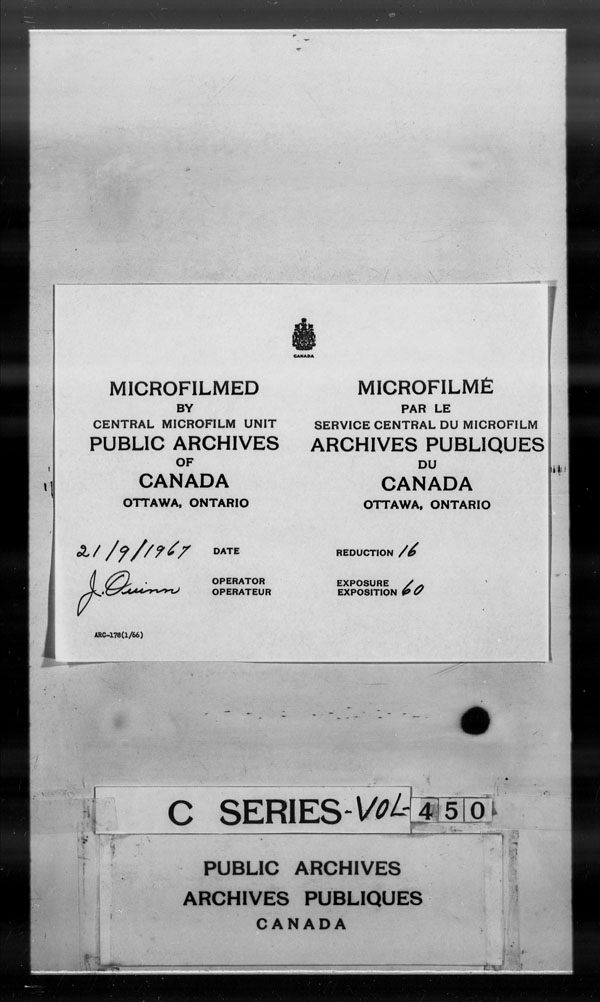 Titre : Archives militaires et navales britanniques (RG 8, srie C) - DOCUMENTS - N d'enregistrement Mikan : 105012 - Microforme : c-2976