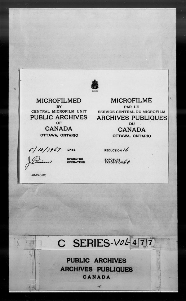 Title: British Military and Naval Records (RG 8, C Series) - DOCUMENTS - Mikan Number: 105012 - Microform: c-2991
