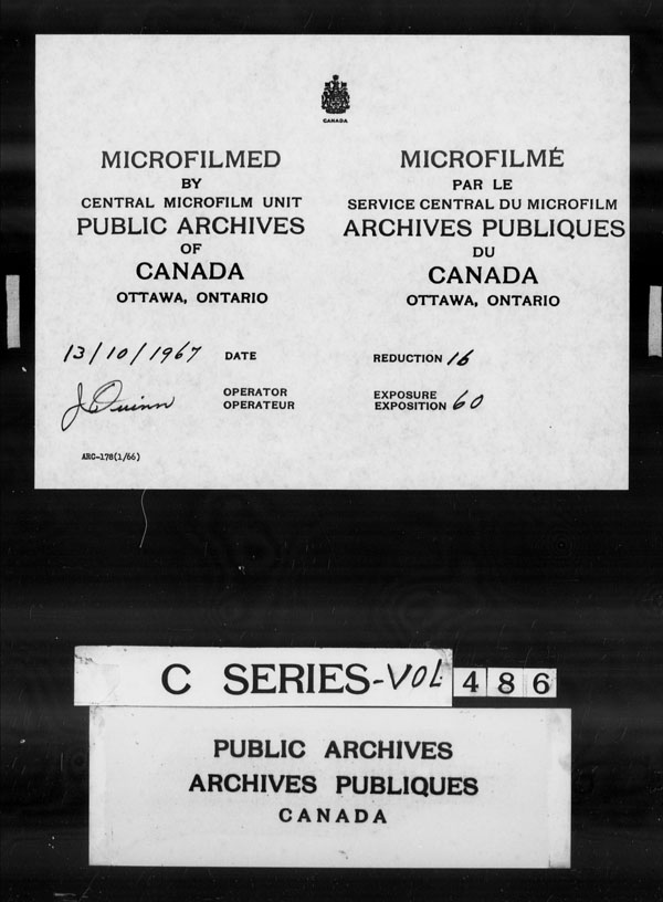 Title: British Military and Naval Records (RG 8, C Series) - DOCUMENTS - Mikan Number: 105012 - Microform: c-3036