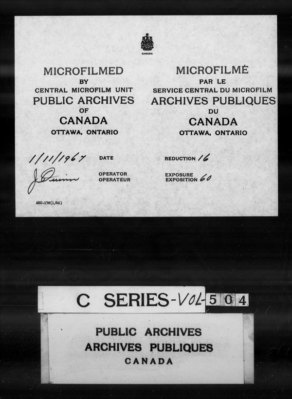 Title: British Military and Naval Records (RG 8, C Series) - DOCUMENTS - Mikan Number: 105012 - Microform: c-3043