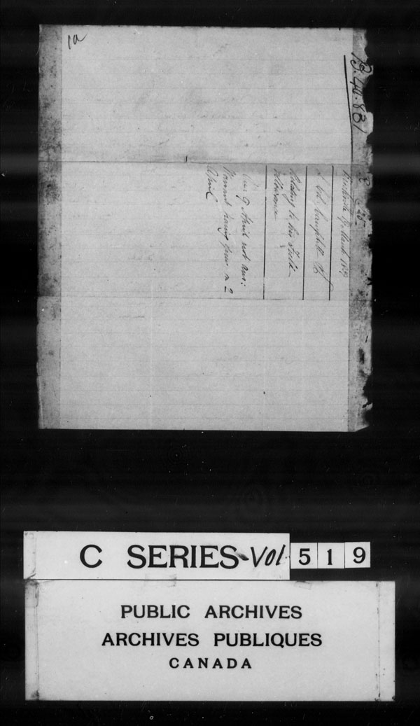 Title: British Military and Naval Records (RG 8, C Series) - DOCUMENTS - Mikan Number: 105012 - Microform: c-3063
