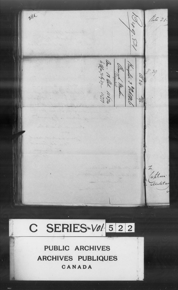 Title: British Military and Naval Records (RG 8, C Series) - DOCUMENTS - Mikan Number: 105012 - Microform: c-3064