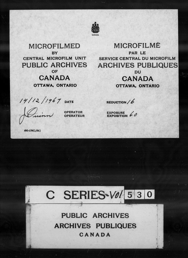 Title: British Military and Naval Records (RG 8, C Series) - DOCUMENTS - Mikan Number: 105012 - Microform: c-3066