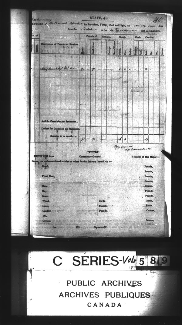 Title: British Military and Naval Records (RG 8, C Series) - DOCUMENTS - Mikan Number: 105012 - Microform: c-3149