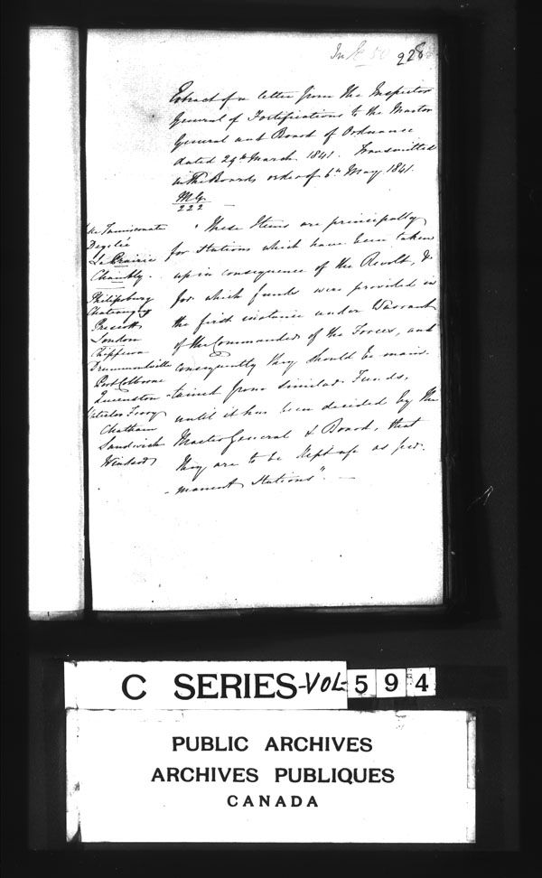 Title: British Military and Naval Records (RG 8, C Series) - DOCUMENTS - Mikan Number: 105012 - Microform: c-3150