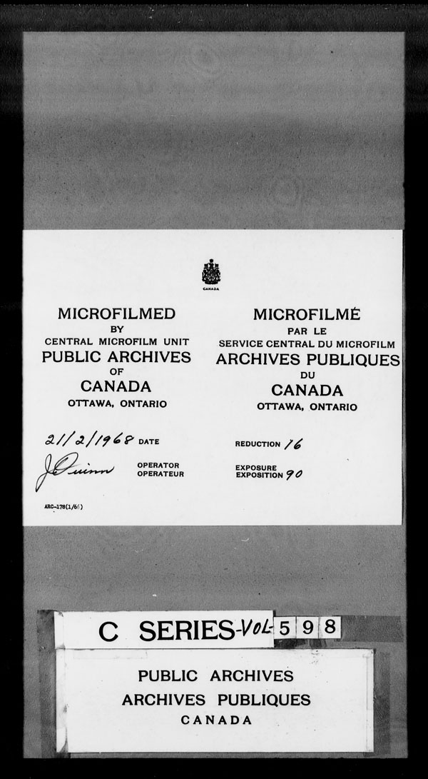 Title: British Military and Naval Records (RG 8, C Series) - DOCUMENTS - Mikan Number: 105012 - Microform: c-3152