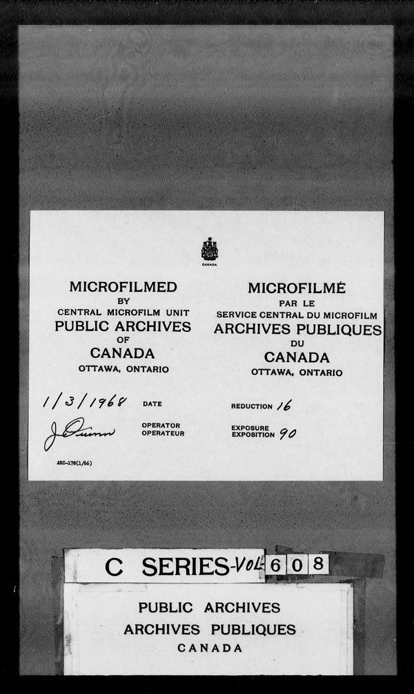 Title: British Military and Naval Records (RG 8, C Series) - DOCUMENTS - Mikan Number: 105012 - Microform: c-3155