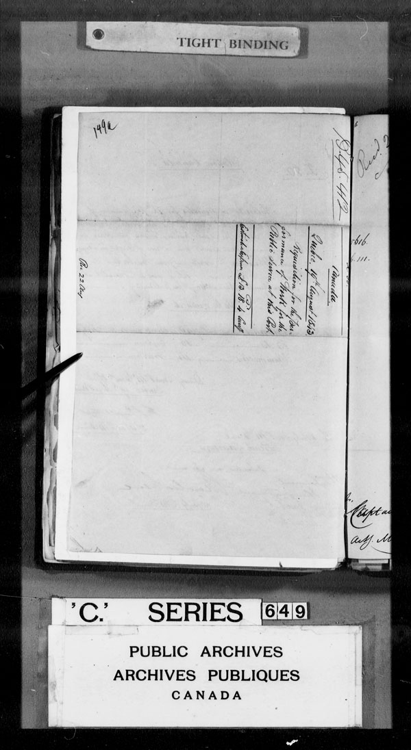 Title: British Military and Naval Records (RG 8, C Series) - DOCUMENTS - Mikan Number: 105012 - Microform: c-3163