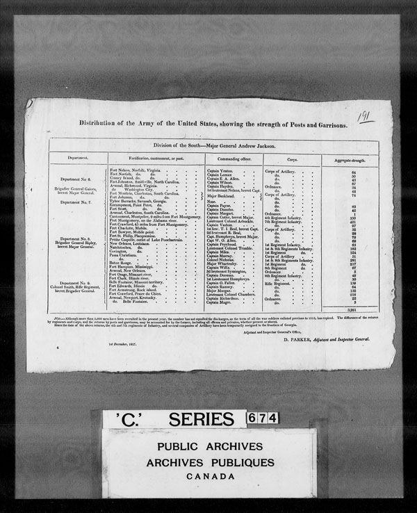 Title: British Military and Naval Records (RG 8, C Series) - DOCUMENTS - Mikan Number: 105012 - Microform: c-3171