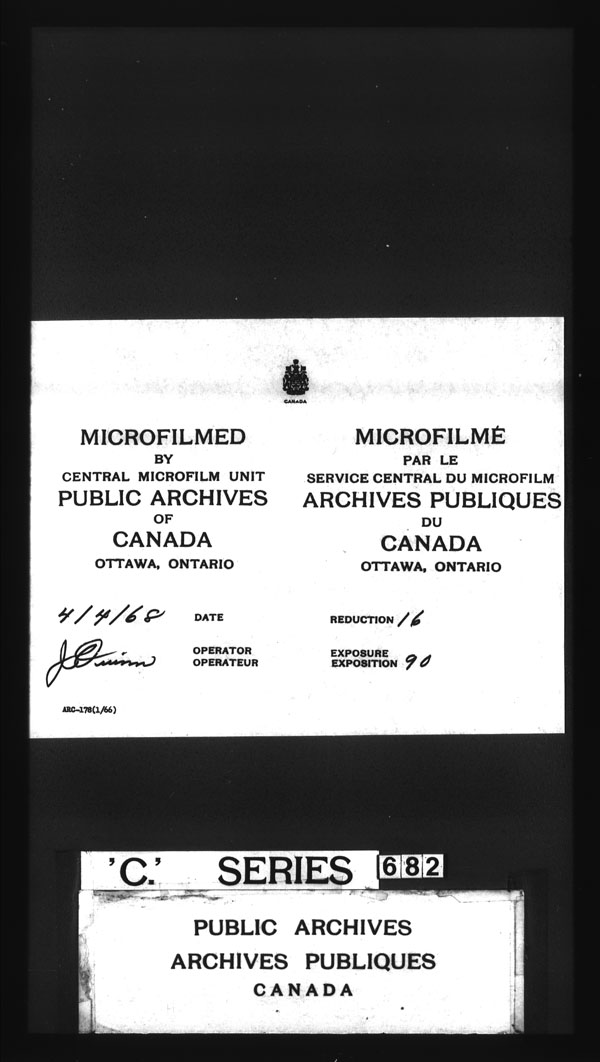 Titre : Archives militaires et navales britanniques (RG 8, srie C) - DOCUMENTS - N d'enregistrement Mikan : 105012 - Microforme : c-3174