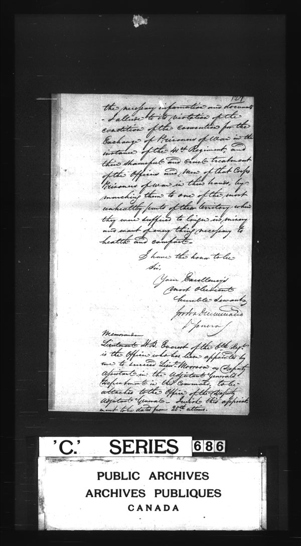 Titre : Archives militaires et navales britanniques (RG 8, srie C) - DOCUMENTS - N d'enregistrement Mikan : 105012 - Microforme : c-3174