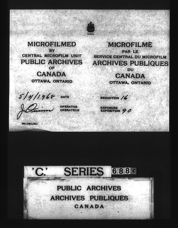 Titre : Archives militaires et navales britanniques (RG 8, srie C) - DOCUMENTS - N d'enregistrement Mikan : 105012 - Microforme : c-3232