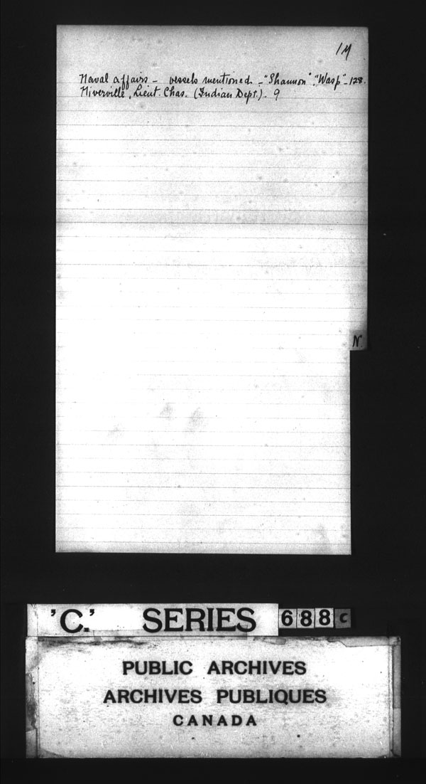 Title: British Military and Naval Records (RG 8, C Series) - DOCUMENTS - Mikan Number: 105012 - Microform: c-3232