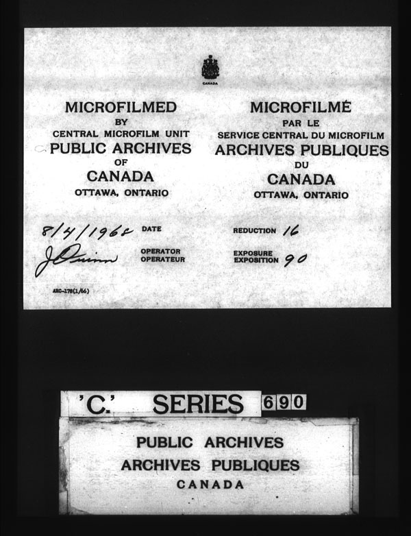 Titre : Archives militaires et navales britanniques (RG 8, srie C) - DOCUMENTS - N d'enregistrement Mikan : 105012 - Microforme : c-3233