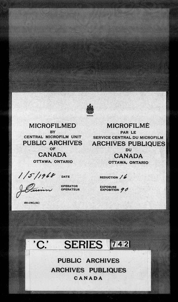 Titre : Archives militaires et navales britanniques (RG 8, srie C) - DOCUMENTS - N d'enregistrement Mikan : 105012 - Microforme : c-3246