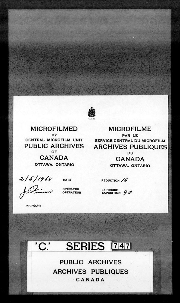 Titre : Archives militaires et navales britanniques (RG 8, srie C) - DOCUMENTS - N d'enregistrement Mikan : 105012 - Microforme : c-3247