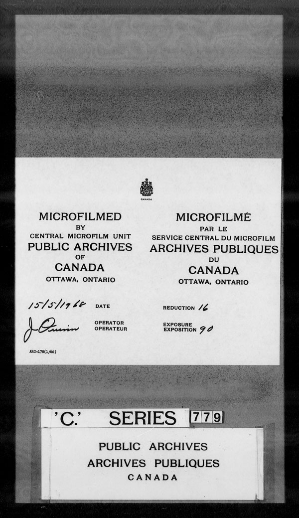Titre : Archives militaires et navales britanniques (RG 8, srie C) - DOCUMENTS - N d'enregistrement Mikan : 105012 - Microforme : c-3254