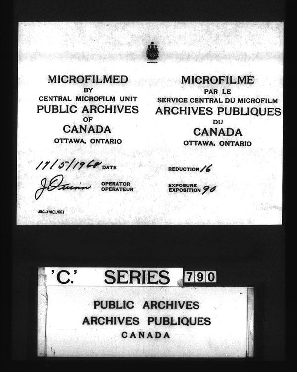 Title: British Military and Naval Records (RG 8, C Series) - DOCUMENTS - Mikan Number: 105012 - Microform: c-3256