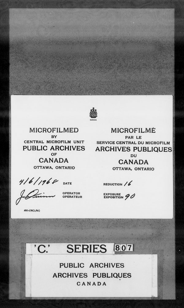 Titre : Archives militaires et navales britanniques (RG 8, srie C) - DOCUMENTS - N d'enregistrement Mikan : 105012 - Microforme : c-3261