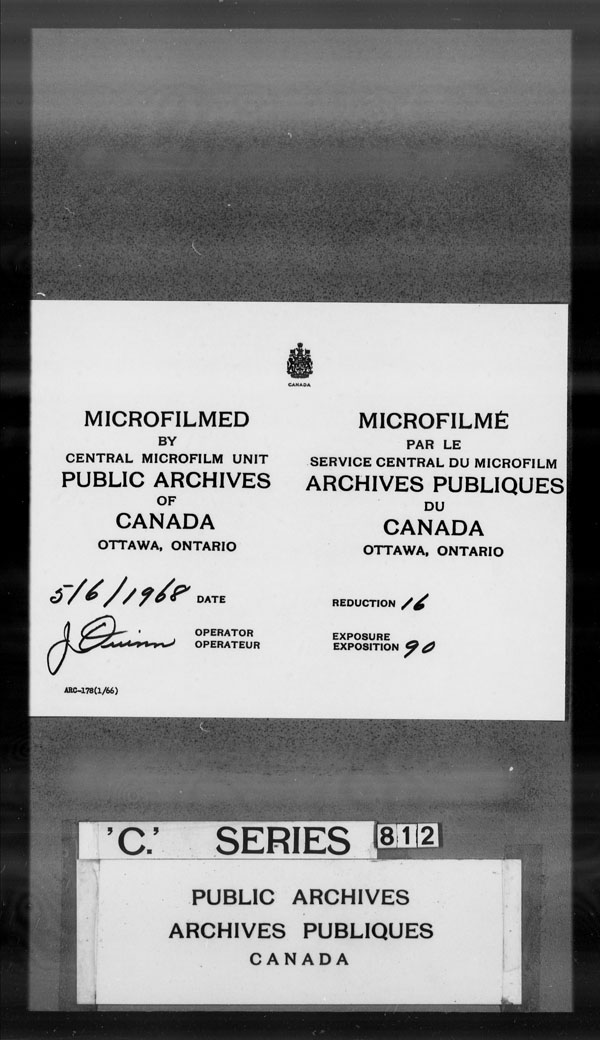 Titre : Archives militaires et navales britanniques (RG 8, srie C) - DOCUMENTS - N d'enregistrement Mikan : 105012 - Microforme : c-3262