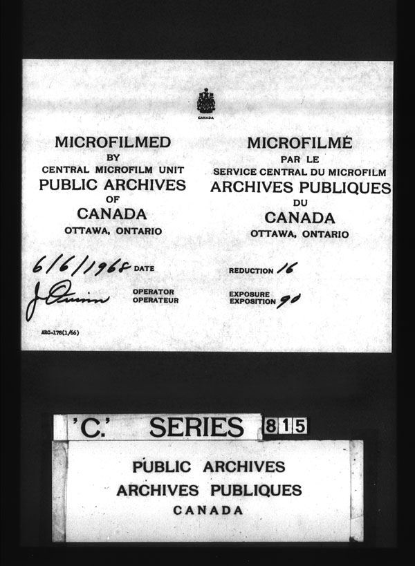 Titre : Archives militaires et navales britanniques (RG 8, srie C) - DOCUMENTS - N d'enregistrement Mikan : 105012 - Microforme : c-3263