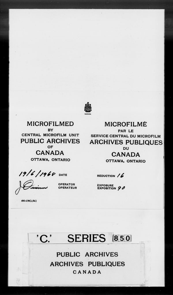 Title: British Military and Naval Records (RG 8, C Series) - DOCUMENTS - Mikan Number: 105012 - Microform: c-3270