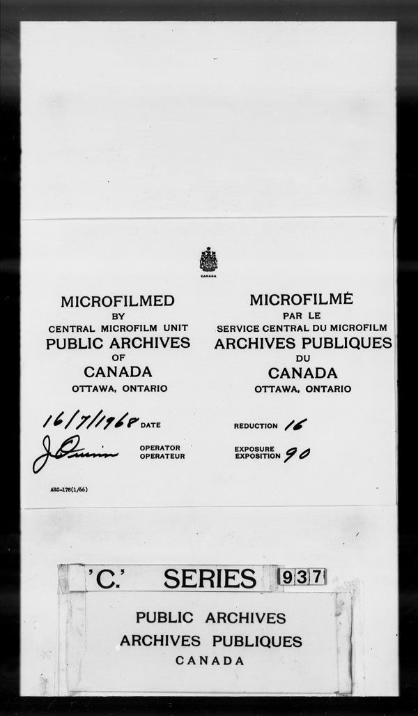 Title: British Military and Naval Records (RG 8, C Series) - DOCUMENTS - Mikan Number: 105012 - Microform: c-3282